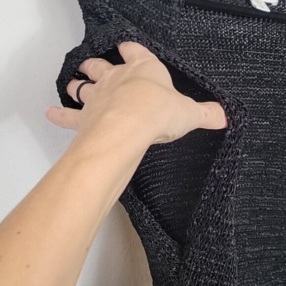 Y2K Coldwater Creek Open Knit Cardigan Bolero Size XL Black Goth Fairy Grunge - Picture 9 of 14